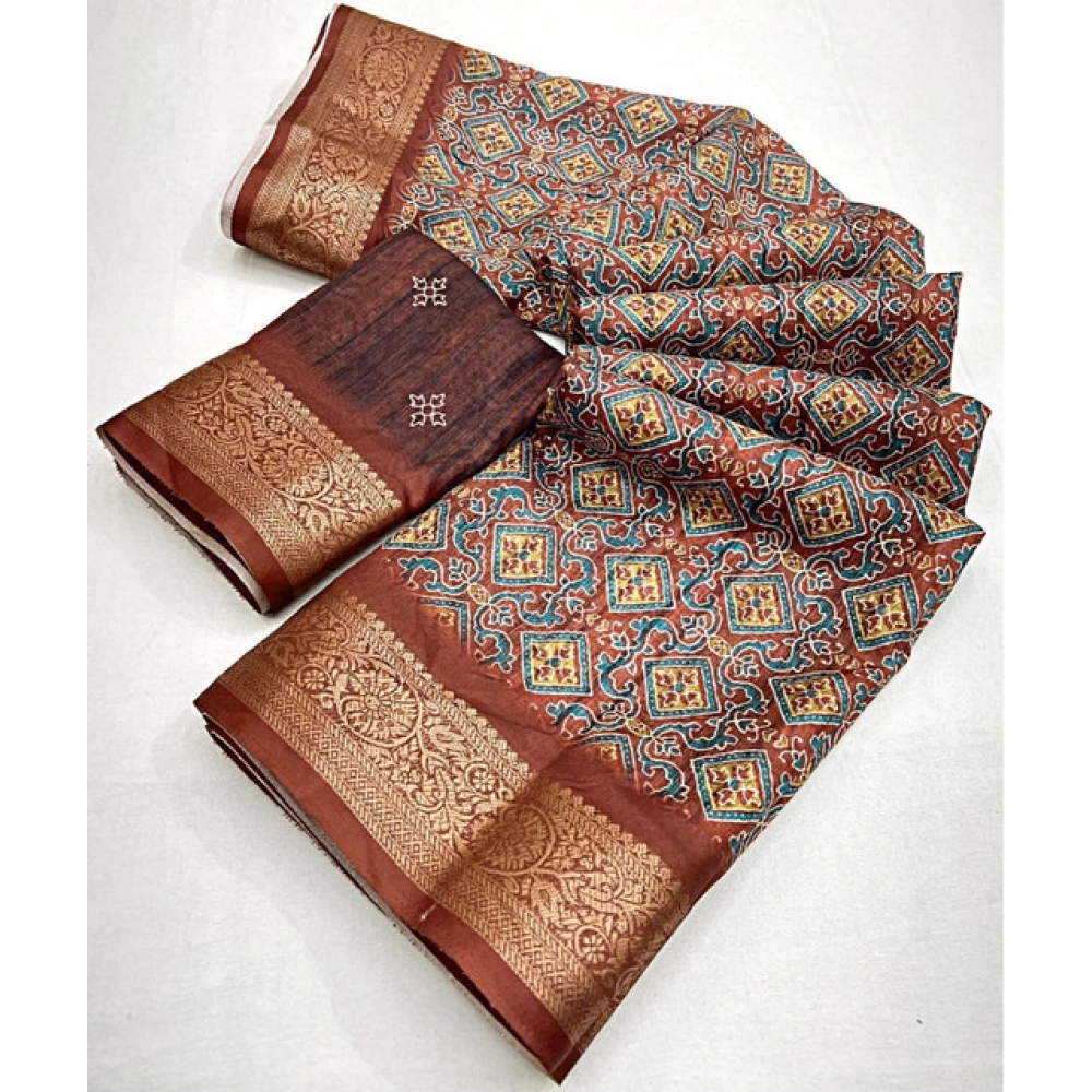 Generic Women's Cotton Blend Printed Saree With Unstitched Blouse 5.5Mtr (Multicolor) Generic Women's Cotton Blend Printed Saree With Unstitched Blouse 5.5Mtr (Multicolor)