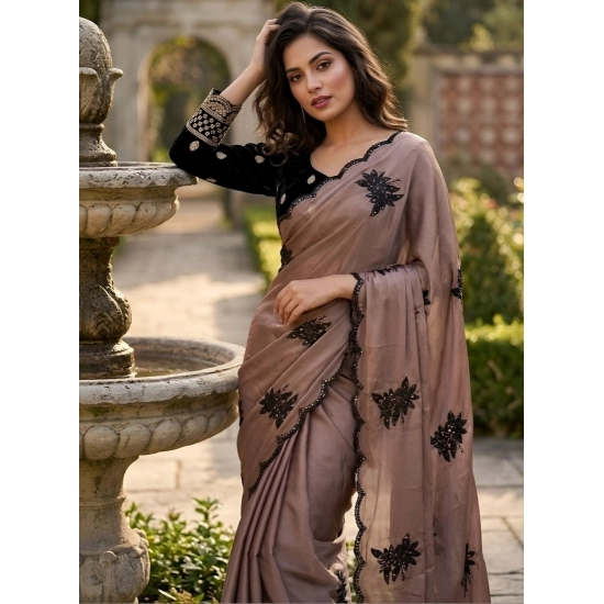 Generic Women's Viscose Silk Embroidered Saree With Unstitched Blouse 5.5Mtr (Brown) Generic Women's Viscose Silk Embroidered Saree With Unstitched Blouse 5.5Mtr (Brown)