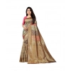 Generic Women's Soft Lichi Silk Printed Saree With Unstitched Blouse 5.5Mtr (Gold)