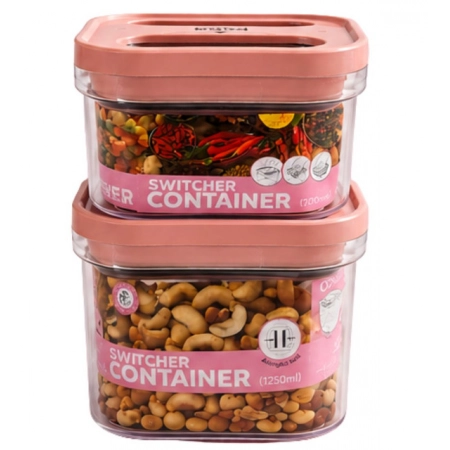 Generic Pack of 2 Switchers Airtight Storage Container Set 1250 ML (Pink) Generic Pack of 2 Switchers Airtight Storage Container Set 1250 ML (Pink)