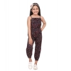 Generic Girl's Rayon Floral Sleeveless Jumpsuit (Black-Red) Generic Girl's Rayon Floral Sleeveless Jumpsuit (Black-Red)