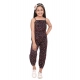 Generic Girl's Rayon Floral Sleeveless Jumpsuit (Black-Red)