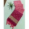 Generic Women's Raw Silk Ikkat Saree With Unstitched Blouse 5.5Mtr (Pink)