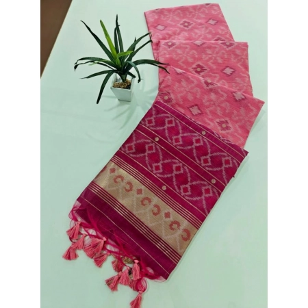 Generic Women's Raw Silk Ikkat Saree With Unstitched Blouse 5.5Mtr (Pink) Generic Women's Raw Silk Ikkat Saree With Unstitched Blouse 5.5Mtr (Pink)