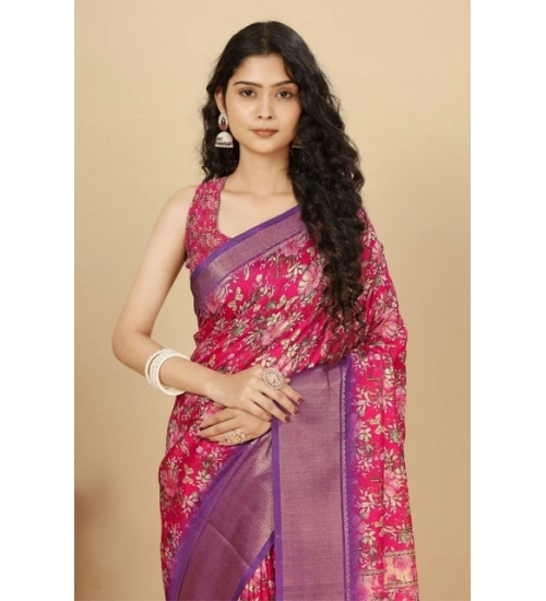 Generic Women's Cotton Silk Floral Printed Saree With Unstitched Blouse 5.5Mtr (Pink) Generic Women's Cotton Silk Floral Printed Saree With Unstitched Blouse 5.5Mtr (Pink)