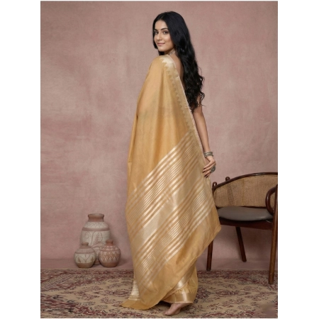 Generic Women's Cotton Printed Saree With Unstitched Blouse 5.5Mtr (Golden)