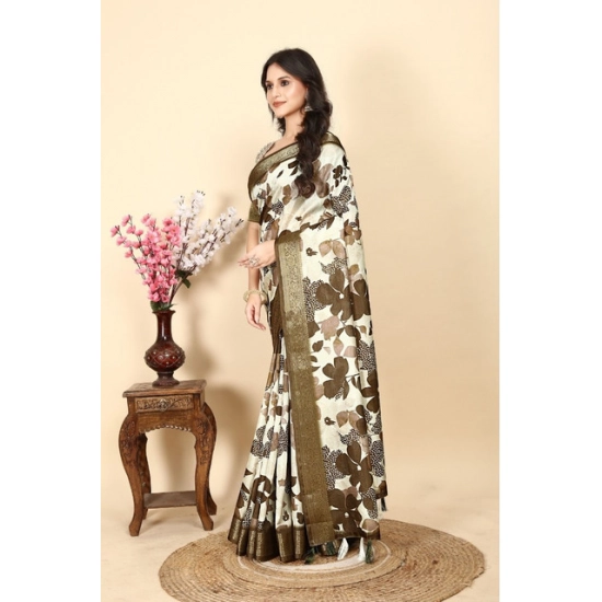 Generic Women's Cotton Silk Floral Printed Saree With Unstitched Blouse 5.5Mtr (Multicolor) Generic Women's Cotton Silk Floral Printed Saree With Unstitched Blouse 5.5Mtr (Multicolor)