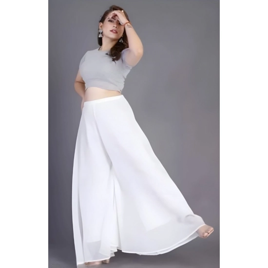 Generic Women's Pack of 1 Georgette Solid High Rise Wide Leg Flared Palazzo Pants with Elastic Waist (White) Generic Women's Pack of 1 Georgette Solid High Rise Wide Leg Flared Palazzo Pants with Elastic Waist (White)