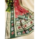 Generic Women's Soft Litchi Silk Jacquard Work Saree With Unstitched Blouse 5.5Mtr (Red-Green)