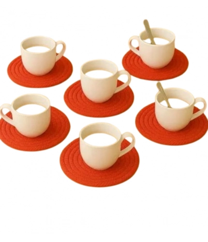 Generic Cotton Rope Drink Coasters 6 Pcs Set (Red)