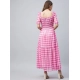 Generic Women's Polyester Georgette Checkered Half Sleeve Dress (Pink) Generic Women's Polyester Georgette Checkered Half Sleeve Dress (Pink)