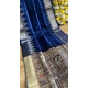 Generic Women's Tussar Silk Madhubani Saree With Unstitched Blouse 5.5Mtr (Blue)