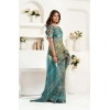Generic Women's Faux Linen Printed Ready to wear Saree With Unstitched Blouse 5.5Mtr (Multicolor)