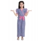 Generic Girl's Cotton Striped Flutter Jumpsuit (Blue-Pink) Generic Girl's Cotton Striped Flutter Jumpsuit (Blue-Pink)