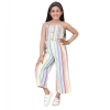 Generic Girl's Polyester Cotton Blend Striped Sleeveless Jumpsuit (Multicolor)