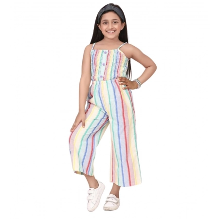 Generic Girl's Polyester Cotton Blend Striped Sleeveless Jumpsuit (Multicolor) Generic Girl's Polyester Cotton Blend Striped Sleeveless Jumpsuit (Multicolor)