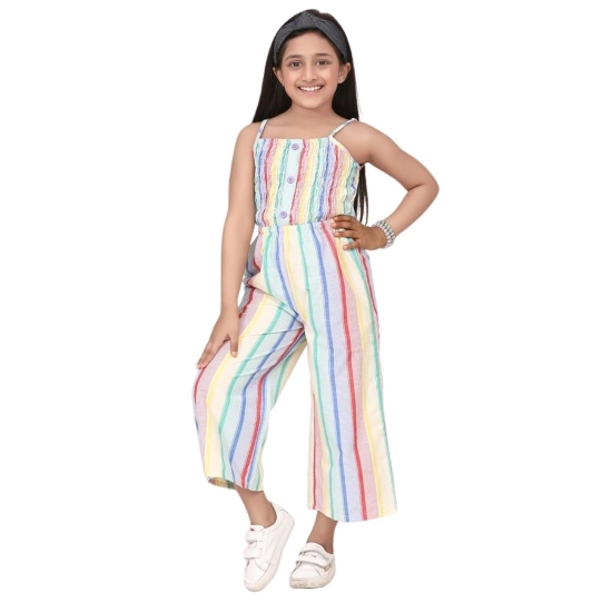 Generic Girl's Polyester Cotton Blend Striped Sleeveless Jumpsuit (Multicolor) Generic Girl's Polyester Cotton Blend Striped Sleeveless Jumpsuit (Multicolor)