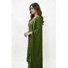 Generic Women's Georgette Ethnic Motif Round 3/4th Sleeve Kurti With Pant Dupatta Set (Mahendi)