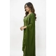 Generic Women's Georgette Ethnic Motif Round 3/4th Sleeve Kurti With Pant Dupatta Set (Mahendi)