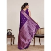 Generic Women's Jacquard Woven Saree With Unstitched Blouse 5.5Mtr (Purple)