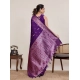 Generic Women's Jacquard Woven Saree With Unstitched Blouse 5.5Mtr (Purple)