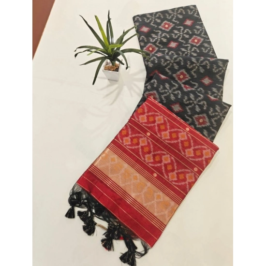 Generic Women's Raw Silk Ikkat Saree With Unstitched Blouse 5.5Mtr (Black) Generic Women's Raw Silk Ikkat Saree With Unstitched Blouse 5.5Mtr (Black)