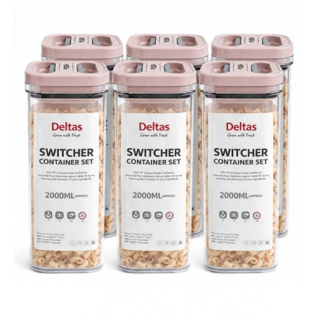 Generic Pack of 6 Switchers Airtight Storage Container Set 2000 ML (Pink) Generic Pack of 6 Switchers Airtight Storage Container Set 2000 ML (Pink)