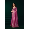 Generic Women's Net Sequence Saree With Unstitched Blouse 5.5Mtr (Pink)