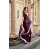Generic Women's Faux Shimmer Geometric Ready to wear Saree With Unstitched Blouse 5.5Mtr (Wine) Generic Women's Faux Shimmer Geometric Ready to wear Saree With Unstitched Blouse 5.5Mtr (Wine)