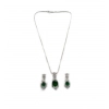 Generic Women's Brass Silver Plated Pendant Set (Green)