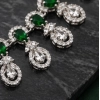 Generic Women's Brass Silver Plated Necklace set (Green)