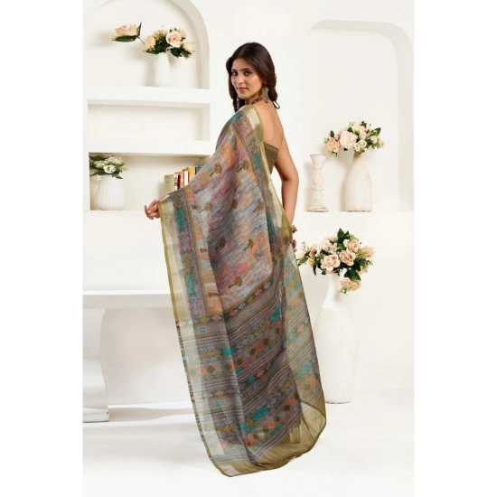 Generic Women's Faux Linen Printed Ready to wear Saree With Unstitched Blouse 5.5Mtr (Multicolor) Generic Women's Faux Linen Printed Ready to wear Saree With Unstitched Blouse 5.5Mtr (Multicolor)