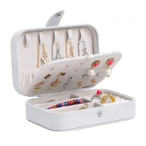 Generic PU Leather Solid Jewelry Storage Box (White-Cream)