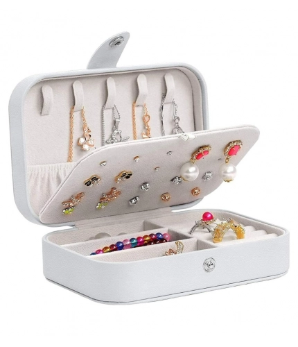 Generic PU Leather Solid Jewelry Storage Box (White-Cream)