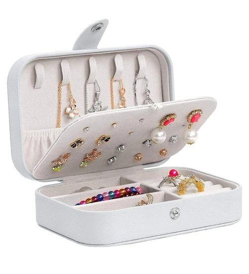 Generic PU Leather Solid Jewelry Storage Box (White-Cream)