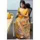 Generic Women's Linen Printed Saree With Unstitched Blouse 5.5Mtr (Mustard)
