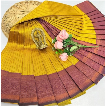 Generic Women's Soft Silk Printed Saree With Unstitched Blouse 5.5Mtr (Mustred)