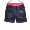 Generic Girl's Denim Ribbed Elasticated Shorts (Pink-Blue) Generic Girl's Denim Ribbed Elasticated Shorts (Pink-Blue)
