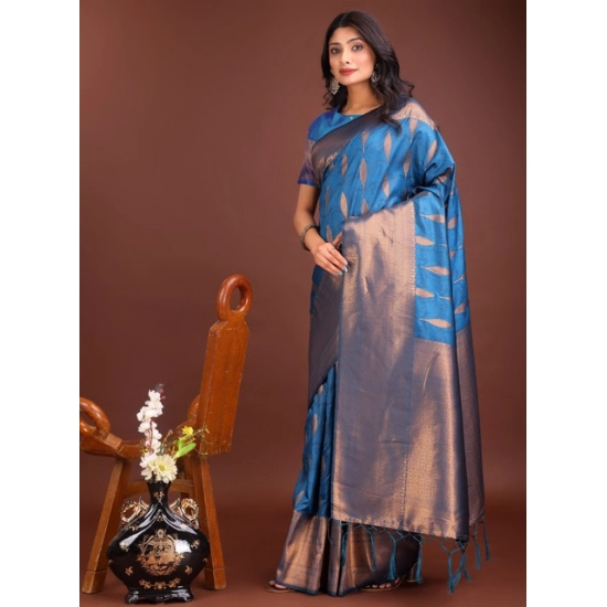 Generic Women's Banarasi Silk Printed Saree With Unstitched Blouse 5.5Mtr (Royal Blue) Generic Women's Banarasi Silk Printed Saree With Unstitched Blouse 5.5Mtr (Royal Blue)