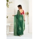 Generic Women's Faux_Linen Printed Ready-to-Wear Saree With Unstitched Blouse 5.5 Mtr (Dark_Green)