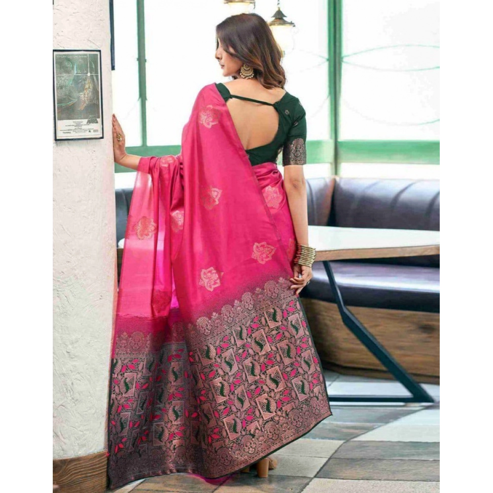 Generic Women's Soft Lichi Silk Printed Saree With Unstitched Blouse 5.5Mtr (Pink) Generic Women's Soft Lichi Silk Printed Saree With Unstitched Blouse 5.5Mtr (Pink)