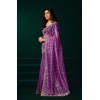 Generic Women's Net Sequence Saree With Unstitched Blouse 5.5Mtr (Lavender)