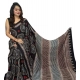 Generic Women's Satin Printed Saree With Unstitched Blouse 5.5Mtr (Black)