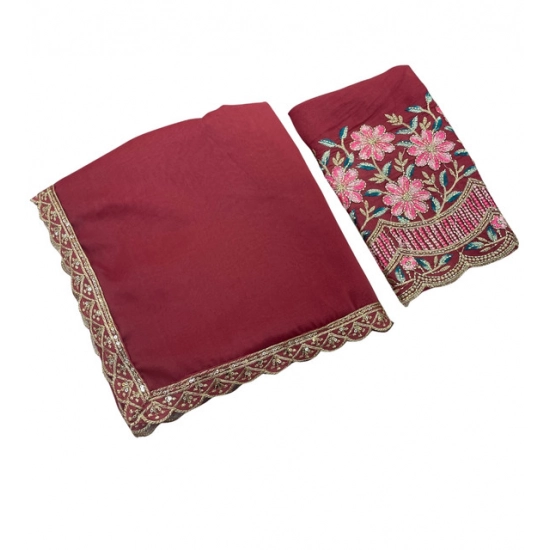 Generic Women's Georgette Embellished Saree With Unstitched Blouse 5.5Mtr (Maroon) Generic Women's Georgette Embellished Saree With Unstitched Blouse 5.5Mtr (Maroon)