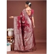 Generic Women's Banarasi Silk Printed Saree With Unstitched Blouse 5.5Mtr (Maroon)