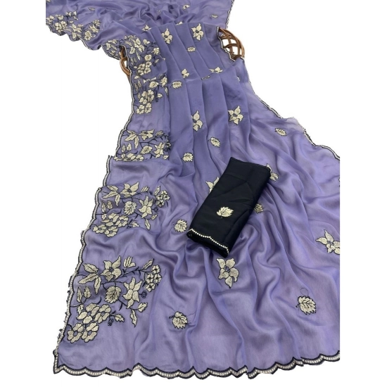 Generic Women's Viscose Silk Embroidered Saree With Unstitched Blouse 5.5Mtr (Purple) Generic Women's Viscose Silk Embroidered Saree With Unstitched Blouse 5.5Mtr (Purple)
