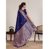 Generic Women's Jacquard Woven Saree With Unstitched Blouse 5.5Mtr (Navy)
