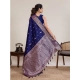 Generic Women's Jacquard Woven Saree With Unstitched Blouse 5.5Mtr (Navy)