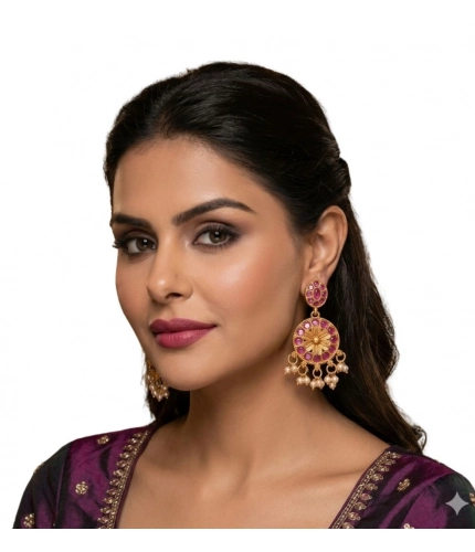 Generic Women's Zinc Alloy Gold Plated Chandbali Earrings (Multicolor)