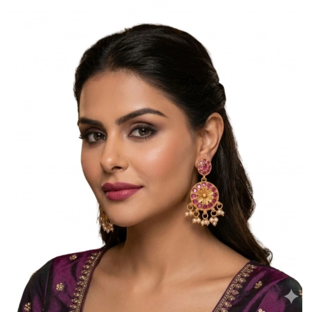 Generic Women's Zinc Alloy Gold Plated Chandbali Earrings (Multicolor) Generic Women's Zinc Alloy Gold Plated Chandbali Earrings (Multicolor)
